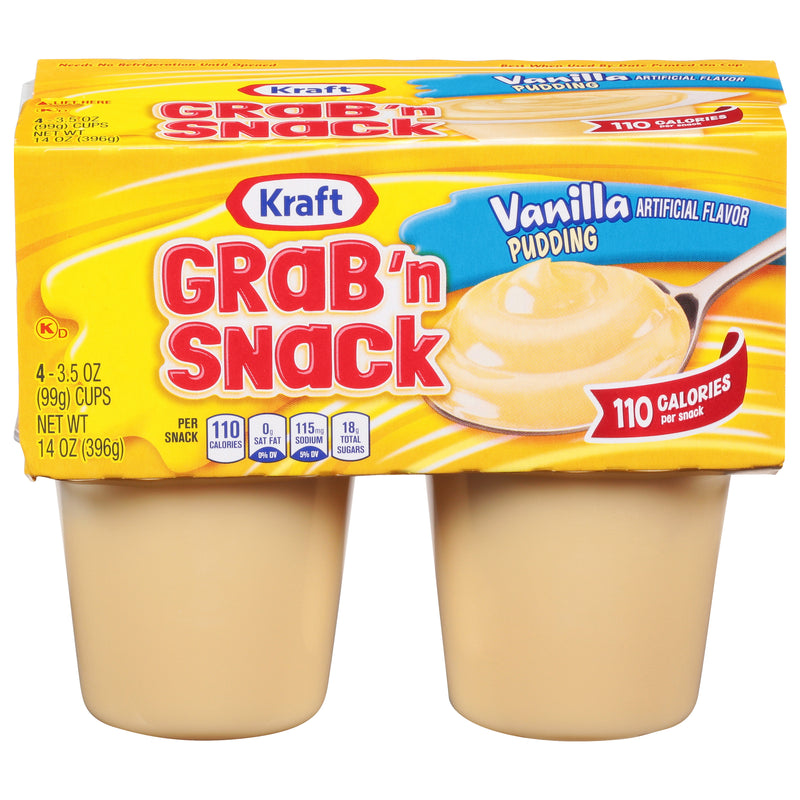KRAFT GRAB 'N SNACK Vanilla Pudding 3.5 Ounce Cups (4/12 Count)