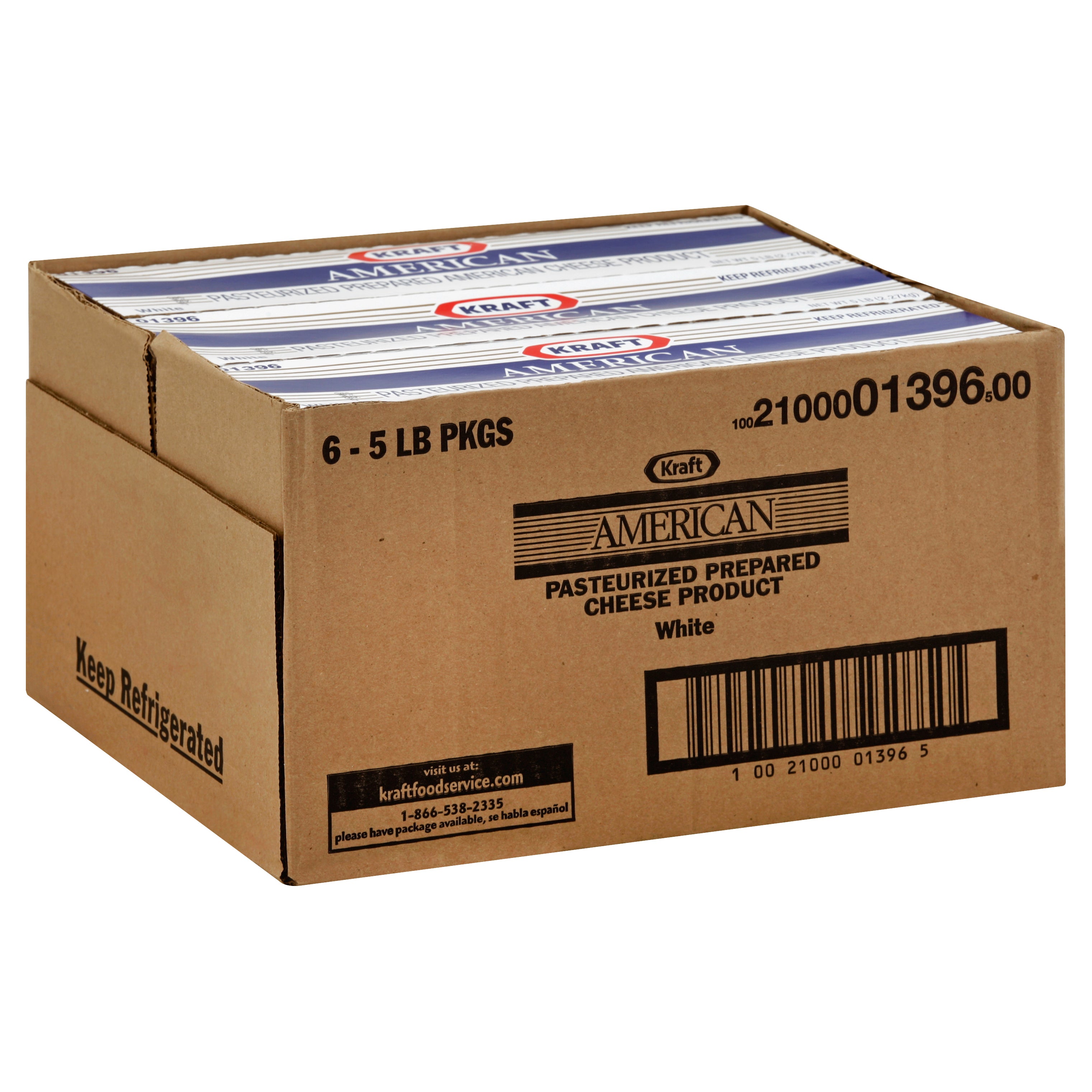 KRAFT American White Cheese 5 lb. Loaf 4 Per Case