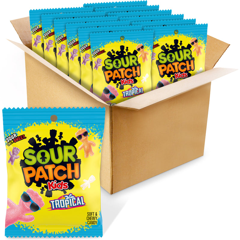 Sour Patch Kids Soft Candy Tropical Fat Freez 5 Ounce Size - 12 Per Case.
